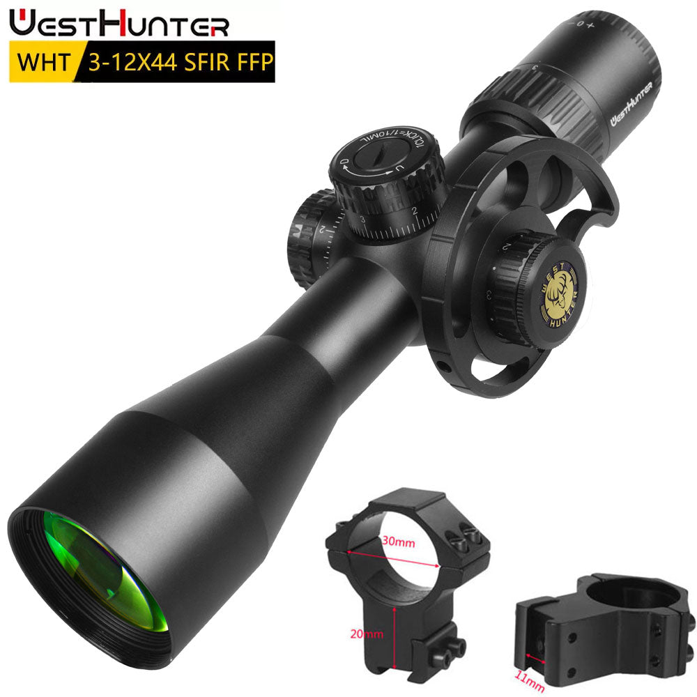 Luneta compacta WESTHUNTER WHT 3-12X44 SFIR FFP (primeiro plano focal).