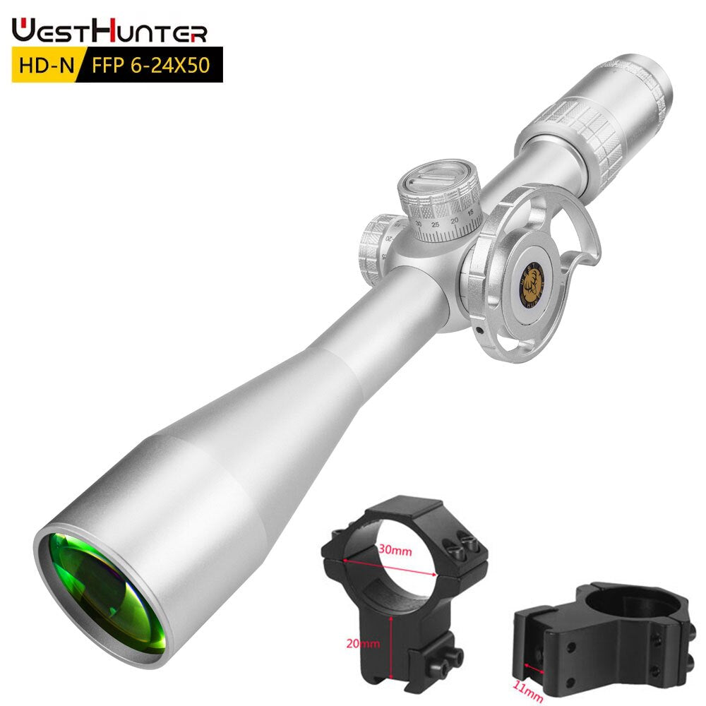 Silver WestHunter HD-N 6-24X50 FFP First Focal Plane Scope