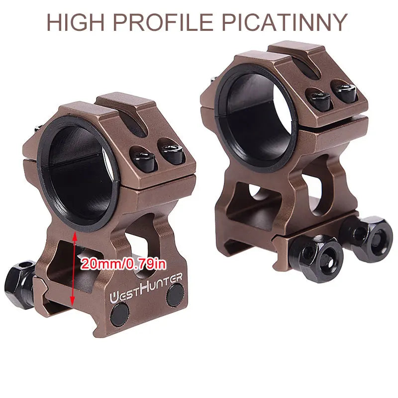 HIGH PROFILE PICATINNY SCOPE RINGS | 30MM 25.4MM